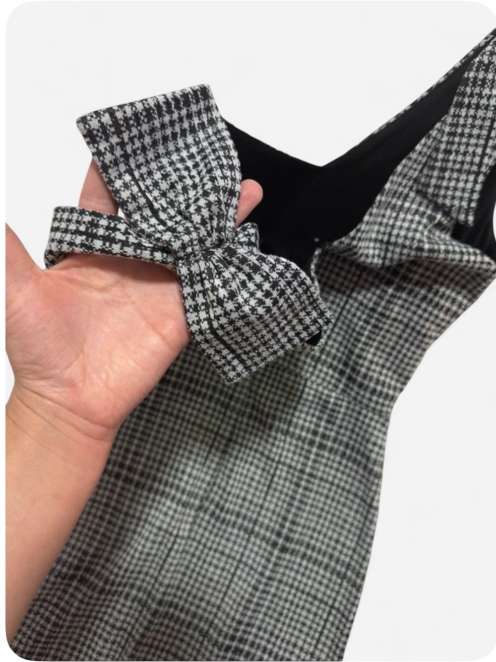 Aqua Sleeveless Black & White Houndstooth Tie-Shoulder Dress Sz S - Picture 2 of 2